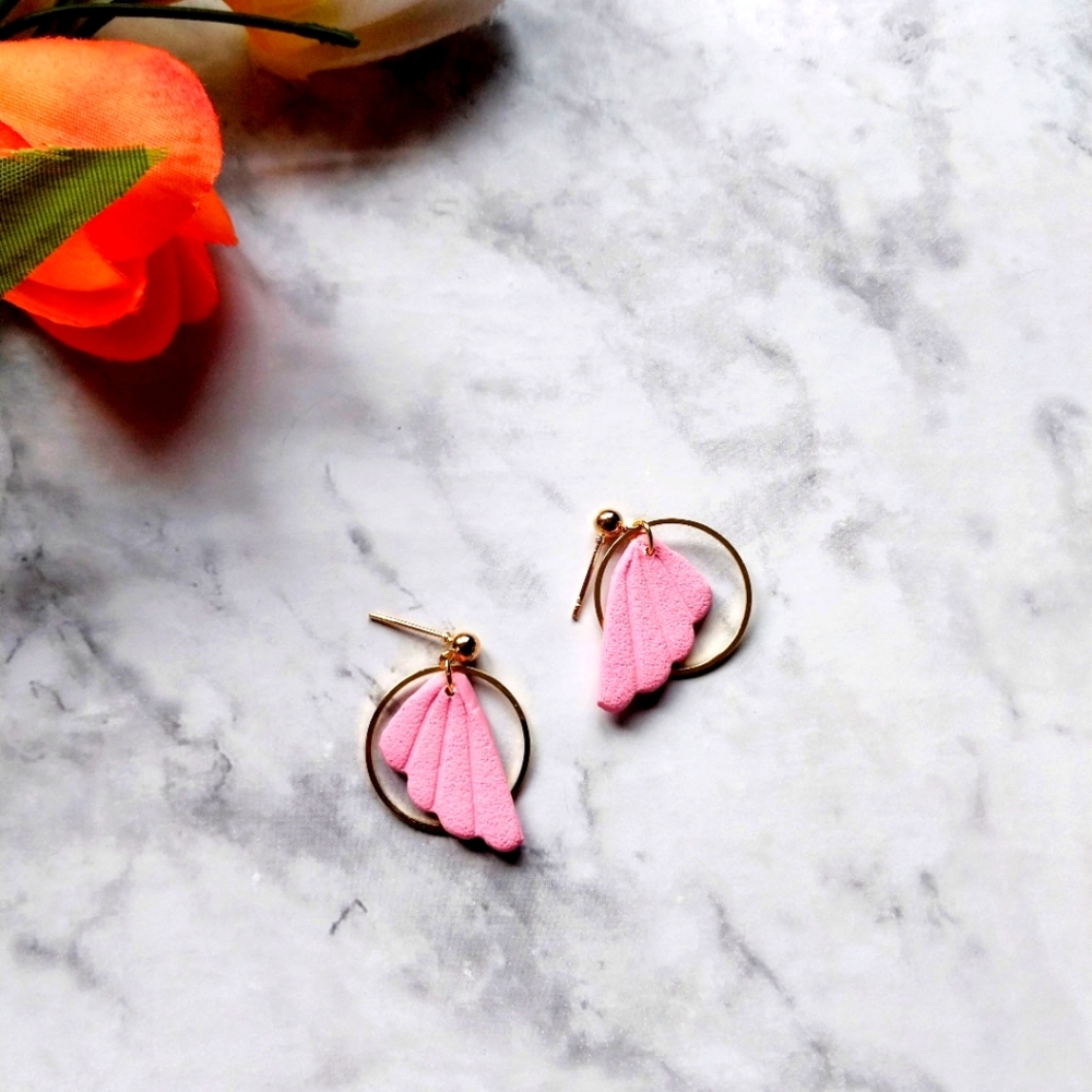 OpalGlaze polymer Clay Earrings  Pink
